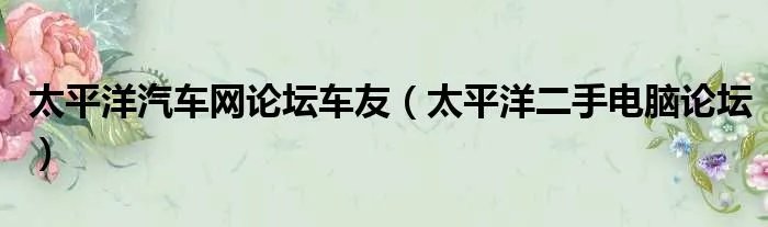 太平洋汽车网论坛车友（太平洋二手电脑论坛）