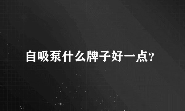 自吸泵什么牌子好一点？