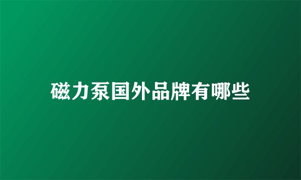 磁力泵国外品牌有哪些