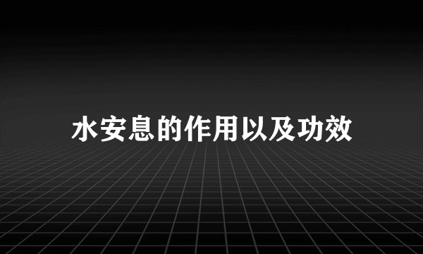 水安息的作用以及功效