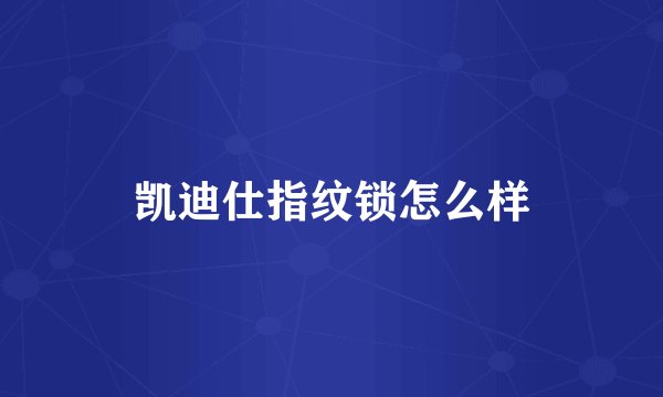 凯迪仕指纹锁怎么样