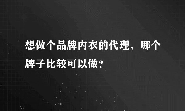 想做个品牌内衣的代理，哪个牌子比较可以做？