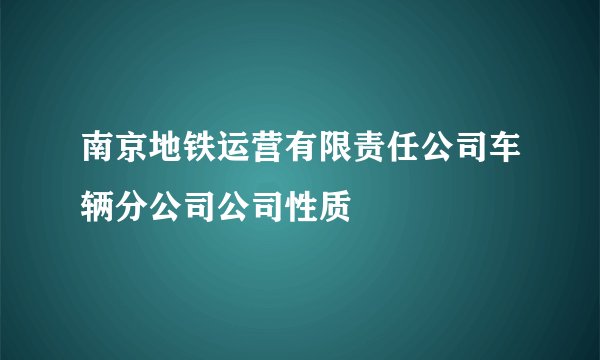 南京地铁运营有限责任公司车辆分公司公司性质