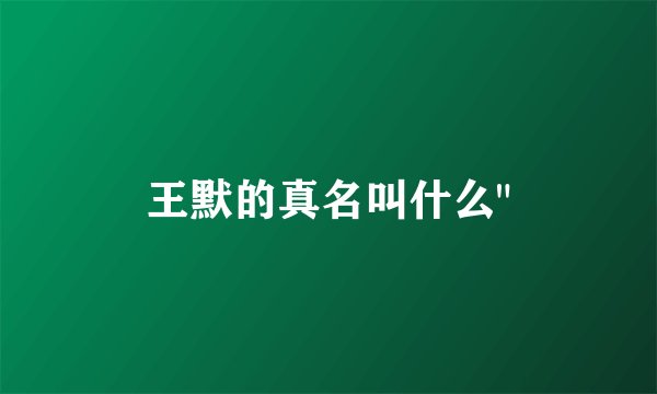 王默的真名叫什么