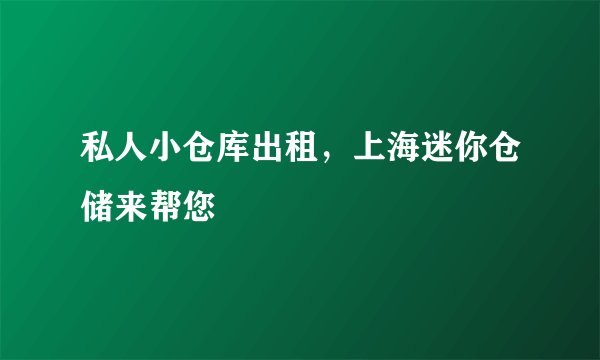 私人小仓库出租，上海迷你仓储来帮您