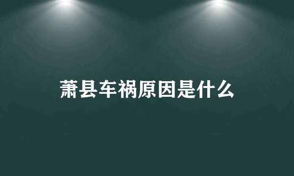 萧县车祸原因是什么