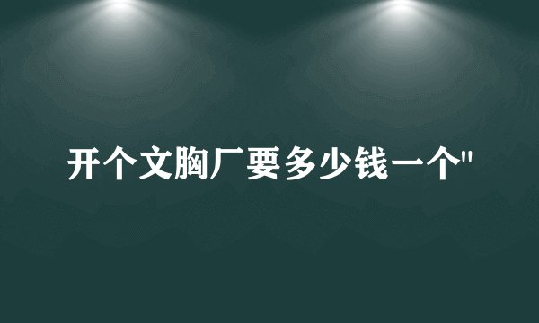 开个文胸厂要多少钱一个