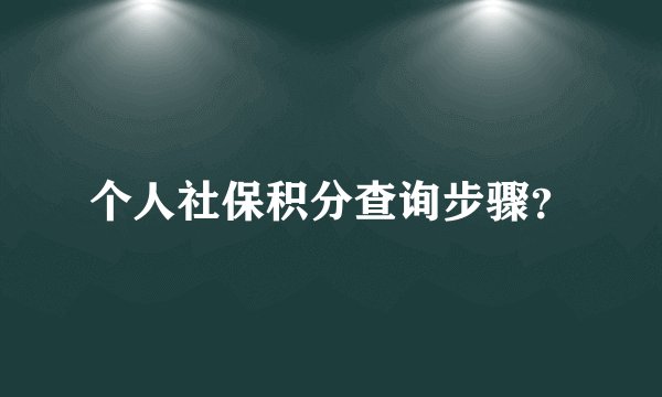 个人社保积分查询步骤?