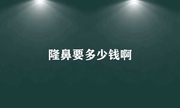 隆鼻要多少钱啊