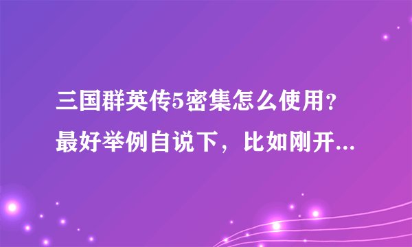 三国群英传5密集怎么使用？最好举例自说下，比如刚开始要带木人铜铃？？？