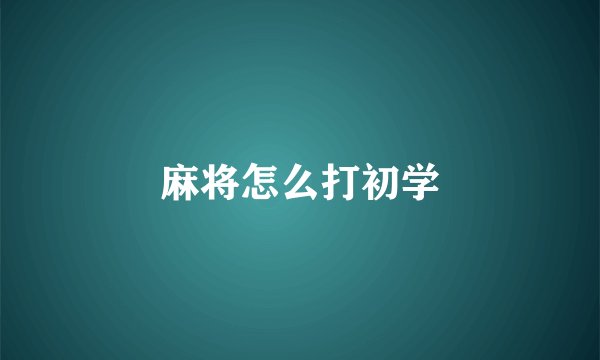 麻将怎么打初学