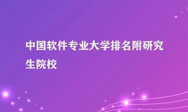 中国软件专业大学排名附研究生院校