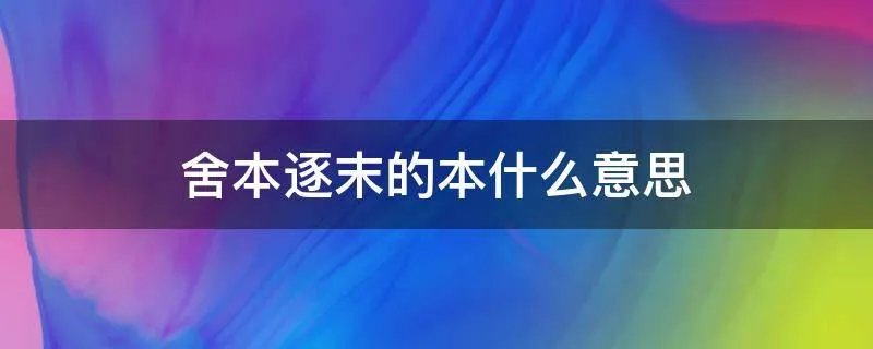 舍本逐末的本什么意思