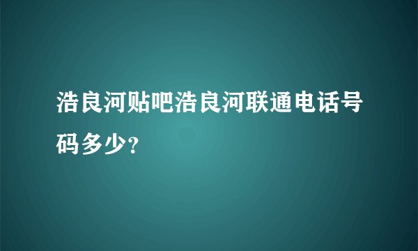浩良河贴吧浩良河联通电话号码多少？