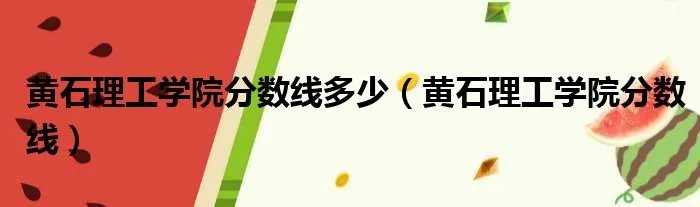 黄石理工学院分数线多少（黄石理工学院分数线）