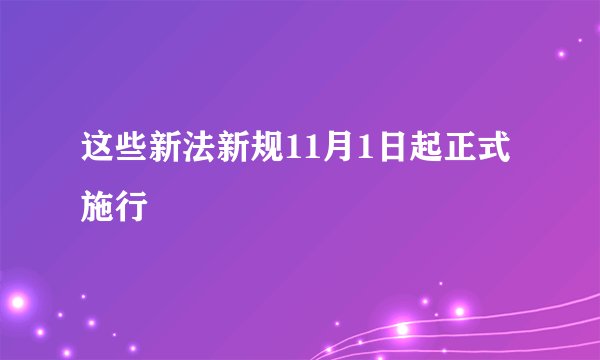 这些新法新规11月1日起正式施行