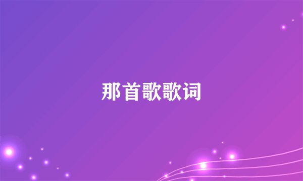 那首歌歌词