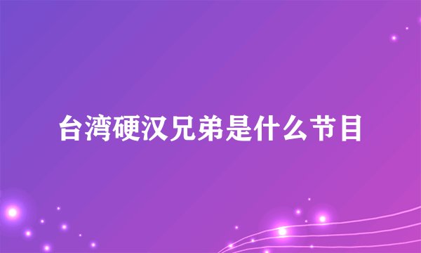 台湾硬汉兄弟是什么节目