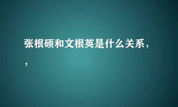 张根硕和文根英是什么关系，，
