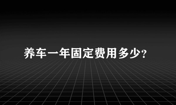 养车一年固定费用多少？