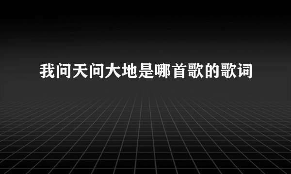 我问天问大地是哪首歌的歌词