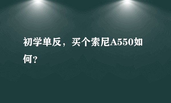 初学单反，买个索尼A550如何？
