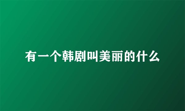 有一个韩剧叫美丽的什么