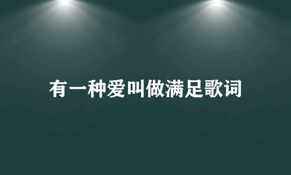 有一种爱叫做满足歌词