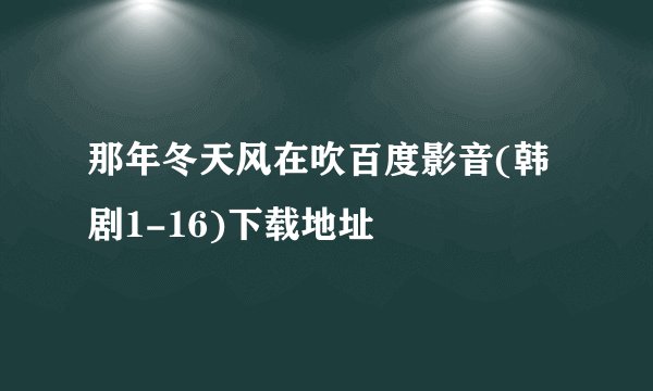那年冬天风在吹百度影音(韩剧1-16)下载地址