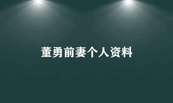 董勇前妻个人资料