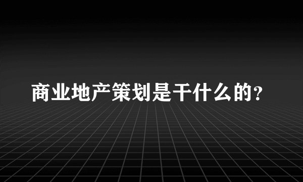商业地产策划是干什么的?