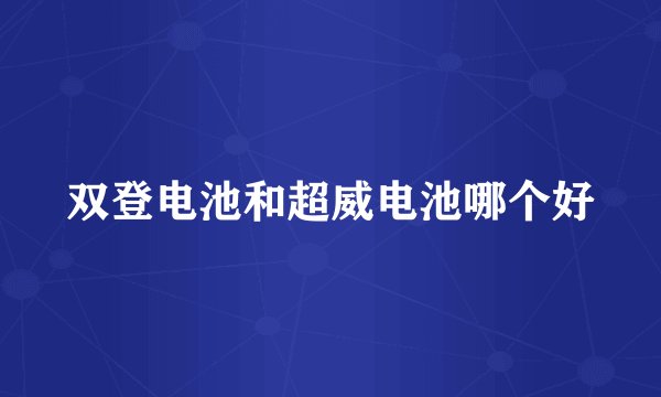 双登电池和超威电池哪个好