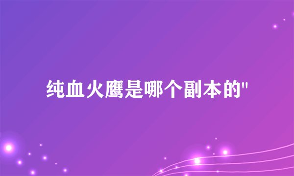 纯血火鹰是哪个副本的