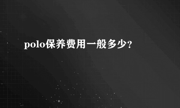 polo保养费用一般多少?