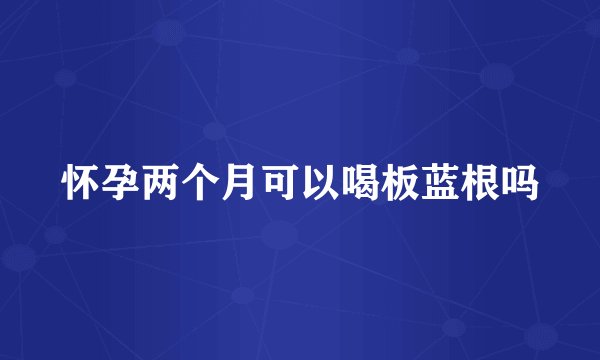 怀孕两个月可以喝板蓝根吗