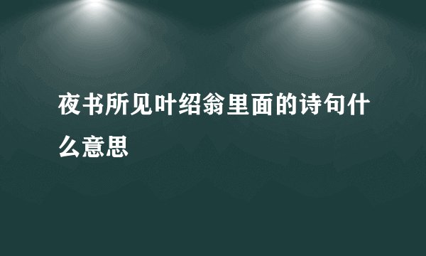 夜书所见叶绍翁里面的诗句什么意思