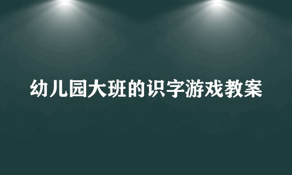 幼儿园大班的识字游戏教案