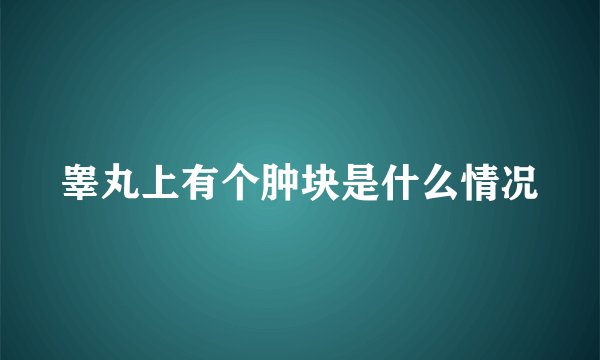 睾丸上有个肿块是什么情况