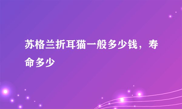 苏格兰折耳猫一般多少钱，寿命多少