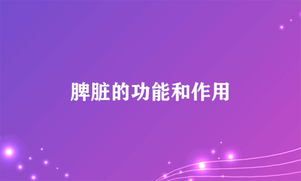 脾脏的功能和作用