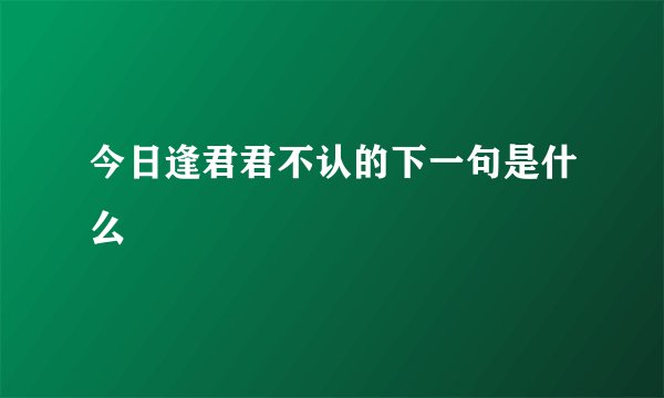 今日逢君君不认的下一句是什么