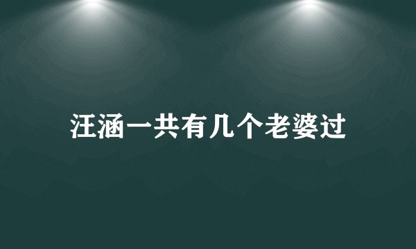 汪涵一共有几个老婆过