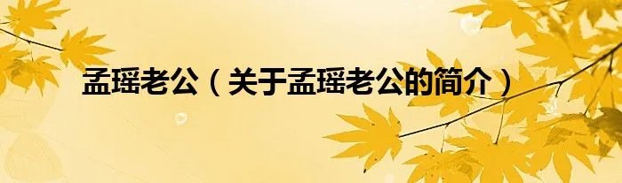 孟瑶老公(关于孟瑶老公的简介)