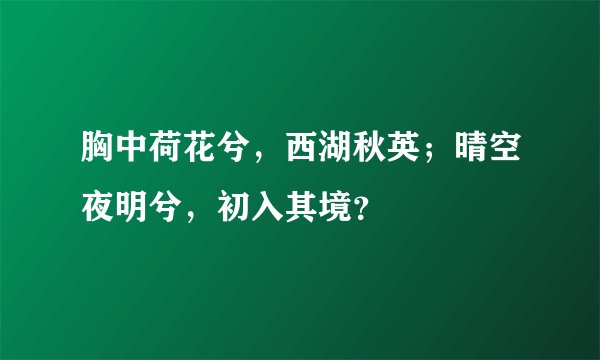 胸中荷花兮，西湖秋英；晴空夜明兮，初入其境？