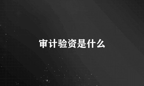 审计验资是什么