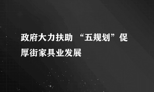 政府大力扶助 “五规划”促厚街家具业发展