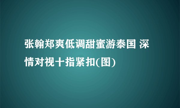 张翰郑爽低调甜蜜游泰国 深情对视十指紧扣(图)