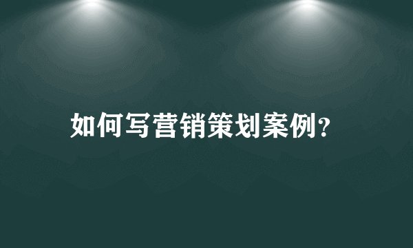 如何写营销策划案例？