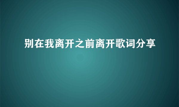 别在我离开之前离开歌词分享