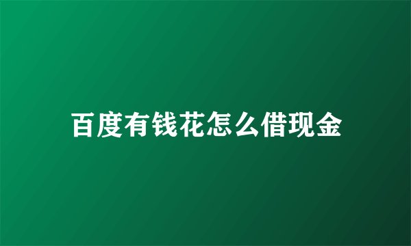 百度有钱花怎么借现金
